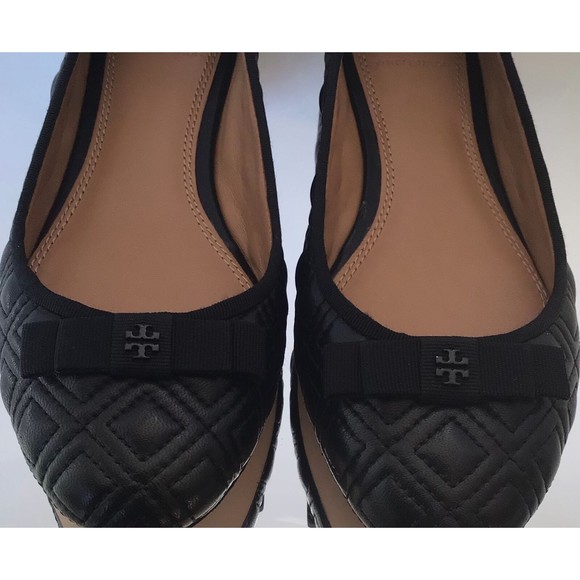 NEW TORY BURCH Marion Quilted Leather Ballet Flats, Black (Size 5 M) - $275.00!